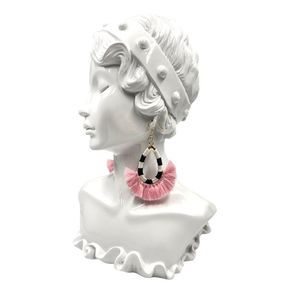 Monarch Blessings Handcrafted Checkered And Pink Tassel Fringe Gold Earrings